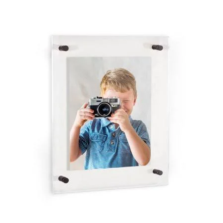 ArtToFrames Floating Acrylic Frame for Photos Up to 14x18 Inches (Full Frame Is 18x22) with Black Acrylic Standoff Hardware, Siz