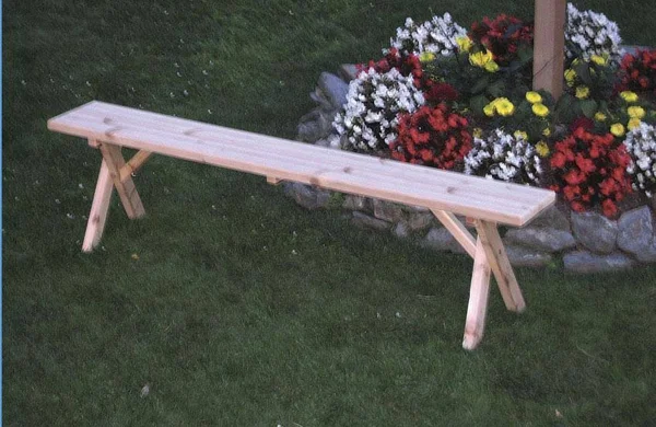 A & L Furniture Western Red Cedar Crossleg Picnic Table with 2 Benches