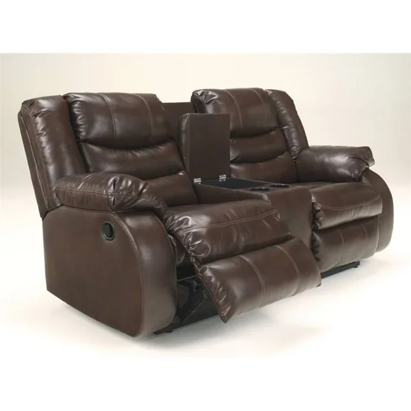 Ashley Linebacker DuraBlend Espresso Reclining Loveseat with Console 9520194