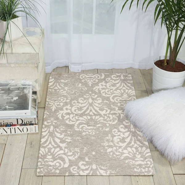 Nourison Damask DAS03 Area Rug - Ivory/Grey, 8& x 10&