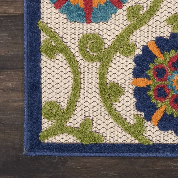 Nourison ALH19 Aloha Blue/Multicolor Area Rug- 7& x 10&