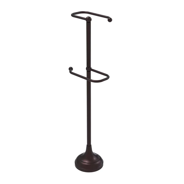 Allied Brass Free Standing Two Roll Toilet Tissue Stand - Satin Chrome