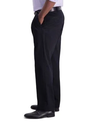 Haggar Men's Iron Free Premium Khaki Classic-Fit Pleated Pant - Black