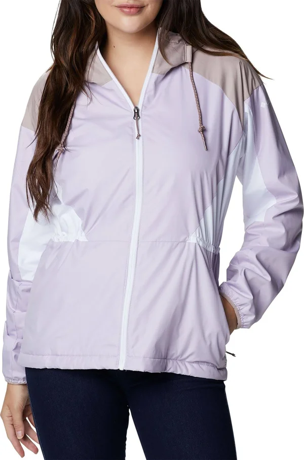 Columbia Women's Side Hill Windbreaker Jacket - 2X, Pale Lilac MVE Vapor Whte