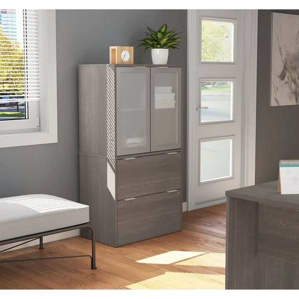 Bestar i3 Plus 2-Drawer Door File Cabinet, White