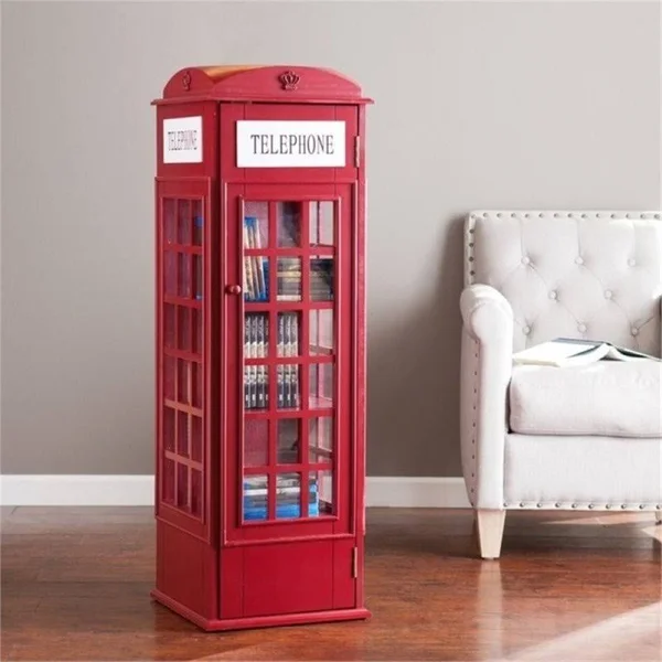 Bowery Hill Phone Booth Storage Cabinet in Red - BH-656692