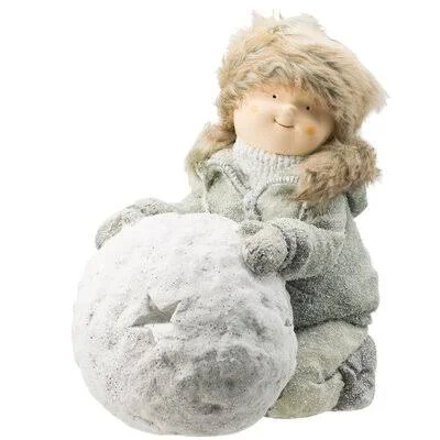 Wintery Girl with Snowball Statue The Holiday Aisle