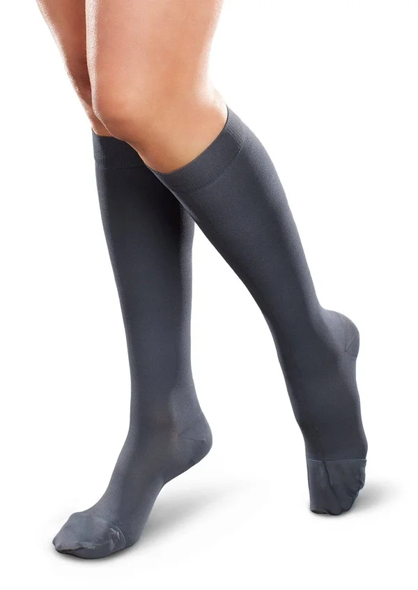 Therafirm Ease Opaque Women's 20-30mmHg Knee High, Medium Long, Coal