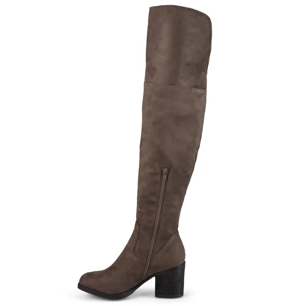 Journee Collection &Sana& Women's Faux Suede Regular and Wide Calf Tall Round Toe Boots - Size: 10 Medium Width/Medium Calf, Blac