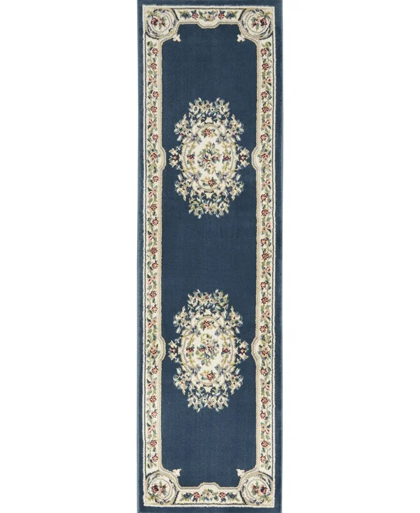 Nourison ABS1 Aubusson Navy Area Rug- 2&2x22 x 7&6x22