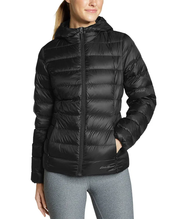 Eddie Bauer Women's CirrusLite Down Hooded Jacket - Black - L