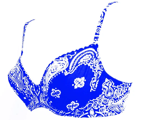 Bandanna Print Bra 36B - Blue/White, 100% Cotton