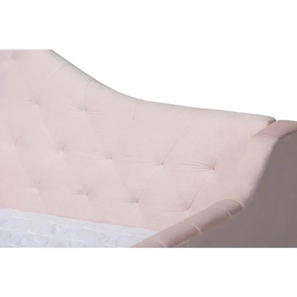 Baxton Studio Perry Velvet Upholstered and Tufted Daybed Light Pink - Size: Queen