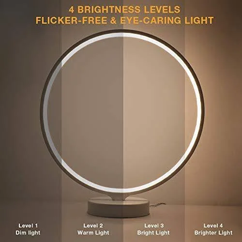 SUNY 7 Colors Dimmable Bedroom Nightstand Lamps, 6 Lighting Effect Modes LED Bedside Lamp Warm Light Modern Circle Table Lamp