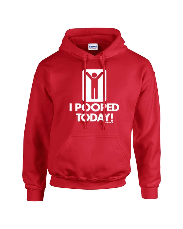 Trenz Shirt Company I Pooped Today! Funny Bathroom Humor Sarcastic Humor Novelty Hooded Sweatshirt Hoodie-Red-xxxl, Men's