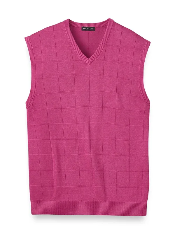 Men's Sweater - Classic Fit in Berry Vest Silk - Paul Fredrick