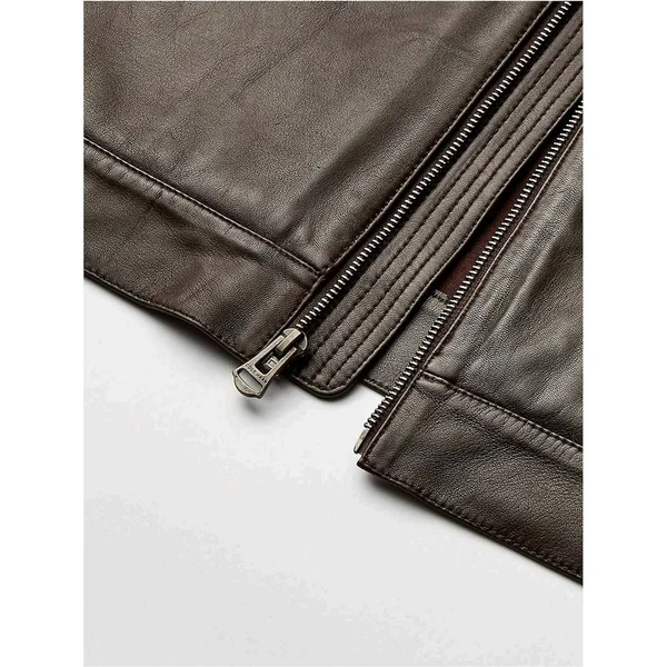 Cole Haan Men's Leather Moto Jacket - Dark Brown