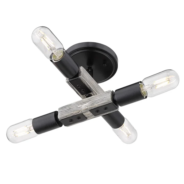 Golden Lighting 7808-FM Blk Lowell Flush Mount Matte Black