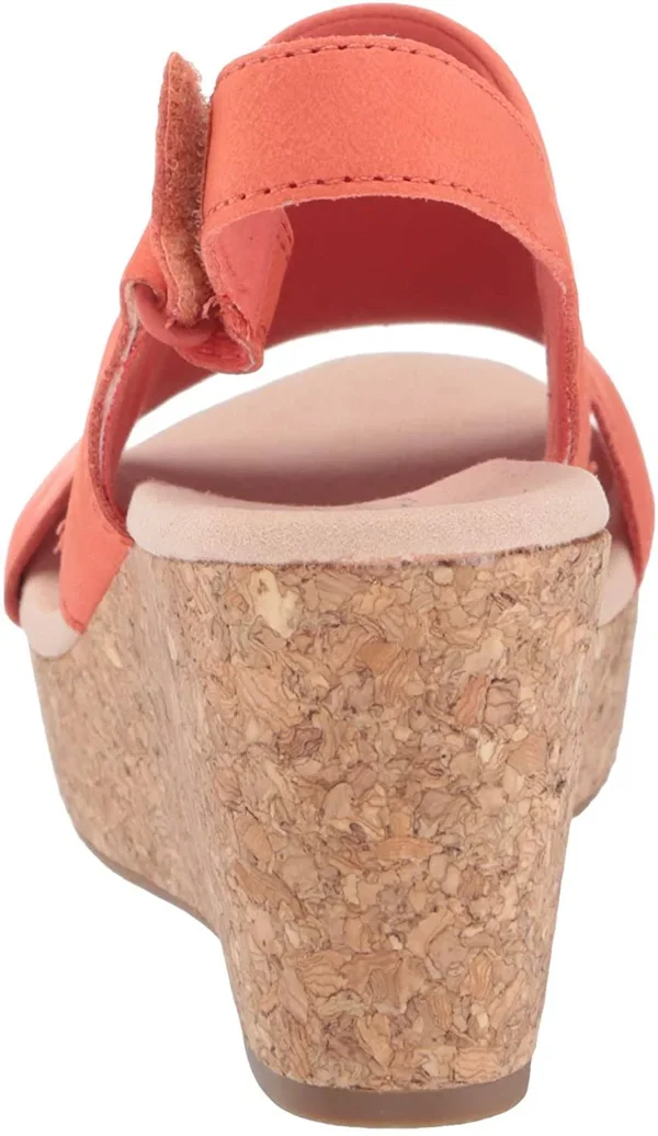 Clarks Women's Annadel Ivory Wedge Sandal, Size: 6, Coral Nubuck