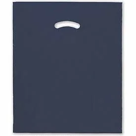 Navy Blue Die-Cut Handle Bag 15 x 18 + 4 BG - Made in America