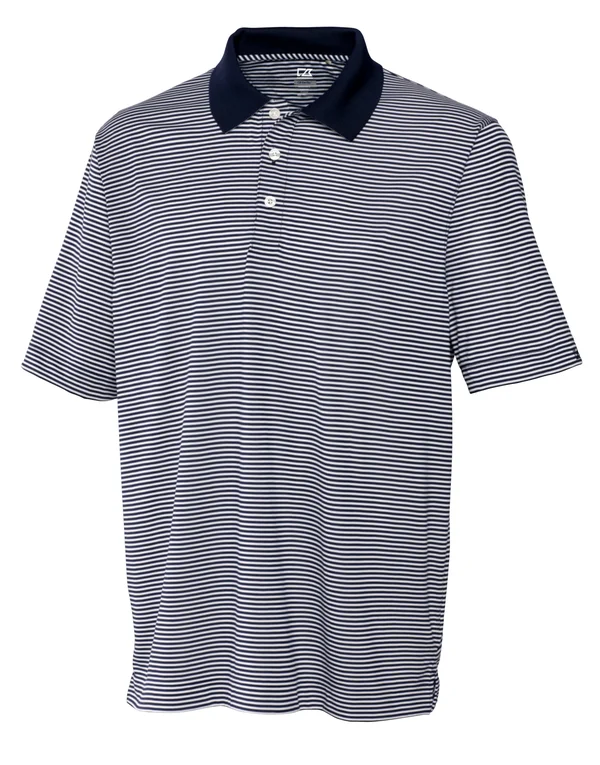 Cutter & Buck Men's Navy Blue/White DryTec Trevor Stripe Polo