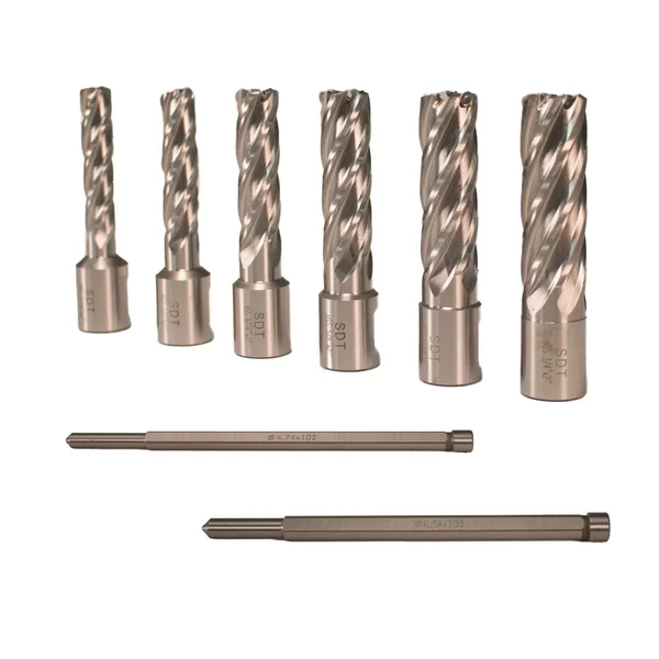 Steel Dragon Tools High Speed Steel Annular Cutter 7 PC Kit - 7/16 inch to 3/4 inch - with 2 inch Cut Depth - 3/4 inch Weldon Sha