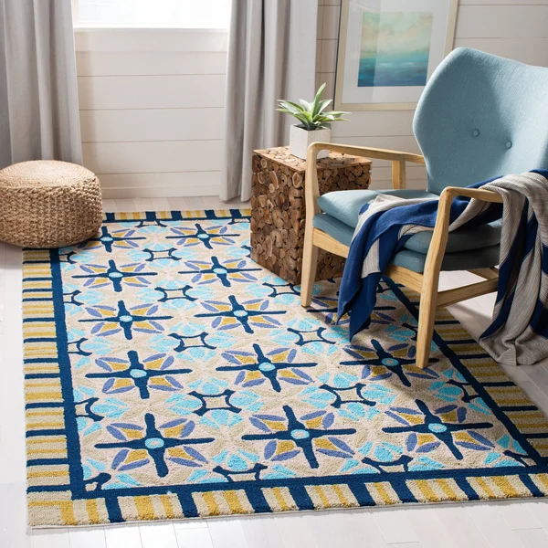 Safavieh Four Seasons FRS449A 3&6x22 x 5&6x22 Tan - Blue Area Rug