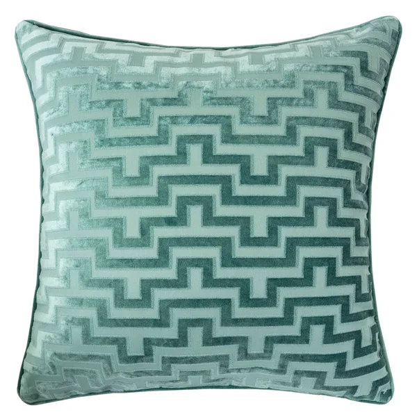 Homey Cozy Modern Maze Throw Pillow Cover, Indigo Blue Luxury Velvet Soft Fuzzy Cozy Warm Slik Large Sofa Couch Cushion Case 18x1