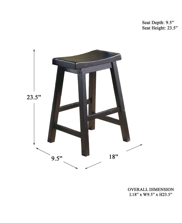 Homelegance Saddleback 24 inch Stool - Black [Set of 2]