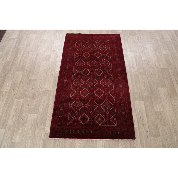 Tribal Geometric Oriental Balouch Afghan Area Rug Wool Handmade