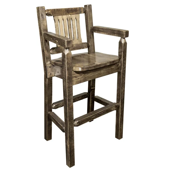 Montana Woodworks MWHCBSWSNRSLWOOD24LZBRONC Homestead Counter Height Barstool with Back & Swivel Woodland Upholstery with La