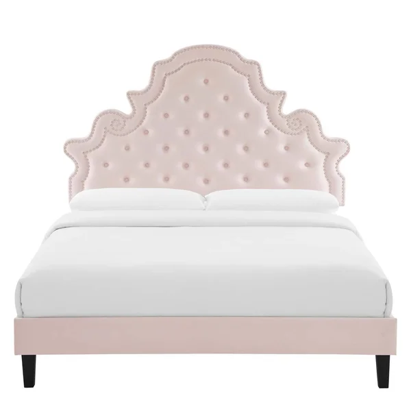 Gwyneth Tufted Performance Velvet King Platform Bed MOD-6762-PNK