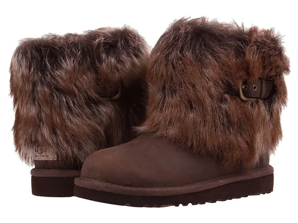 Ugg Kids Ellee Leather Boots Chocolate - Kids Unisex, Size: 2, Brown