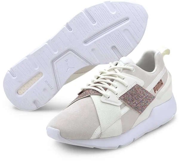 Puma Muse X-2 Shimmer Women's Sneakers, Marshmallow/White, 8