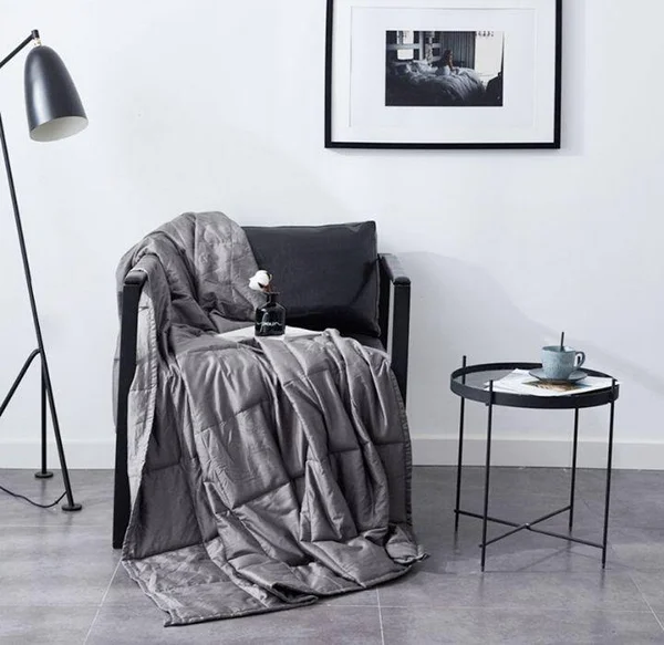 Giantex 15 lbs Weighted Blankets Full /Queen Size 100% Cotton w/ Glass Beads Dark Grey
