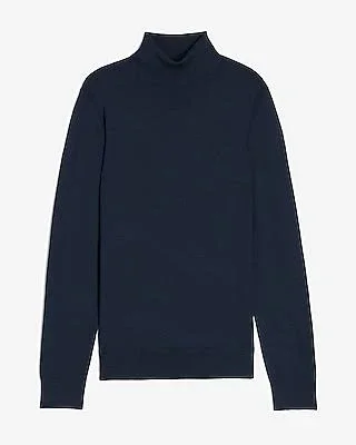 Solid Merino Wool-Blend Turtleneck Sweater Blue Men's M
