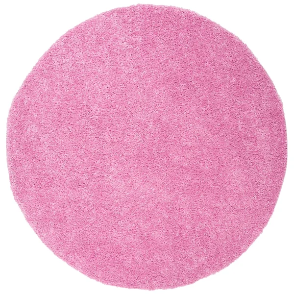 Safavieh August Carlene Solid Plush Shag Round Area Rug Pink - 5' x 5'