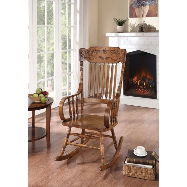 Copper Grove Taber Oak Carved Rocker Chair