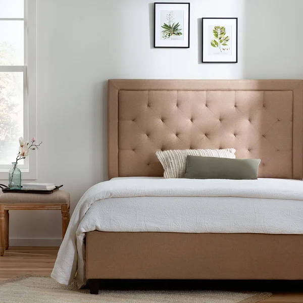Brookside Upholstered Diamond Tufted Bed - Beige - Queen