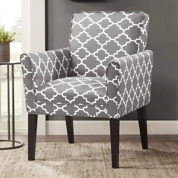 Madison Park Tyler Arm Chair - Fretwork Gray