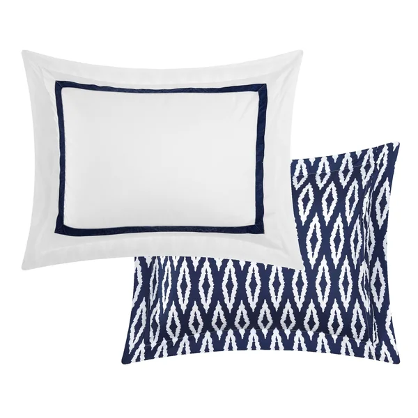 Strick & Bolton Josephine 9-Piece Reversible Navy/ White Bed in A Bag Comforter Set - Size: King, Blue