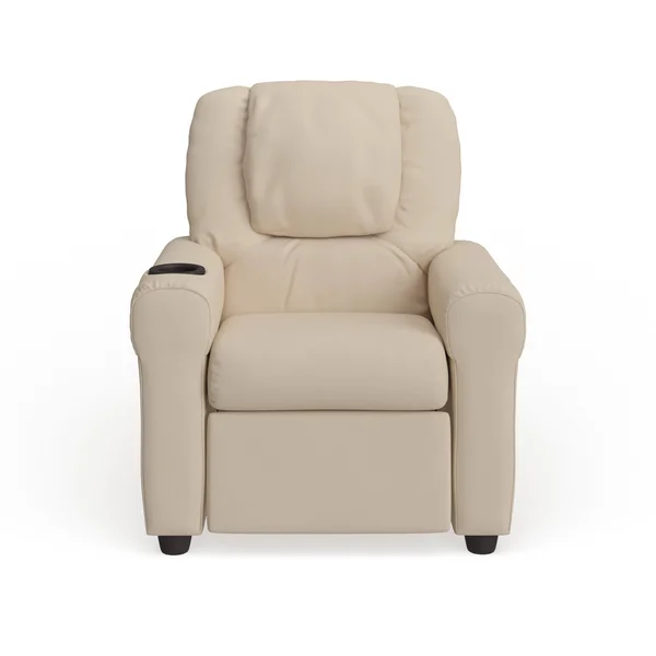 Lancaster Home Contemporary Green Vinyl Kids Recliner with Cup Holder and Headrest