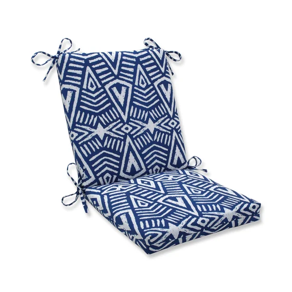 Pillow Perfect - Tribal Dimensions Blue Squared Corners Chair Cushion