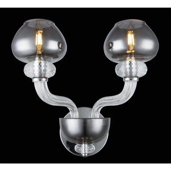 Elegant Lighting 7874W16SS Prescott 2 Light Wall Sconce - Chrome Clear & Silver Shade