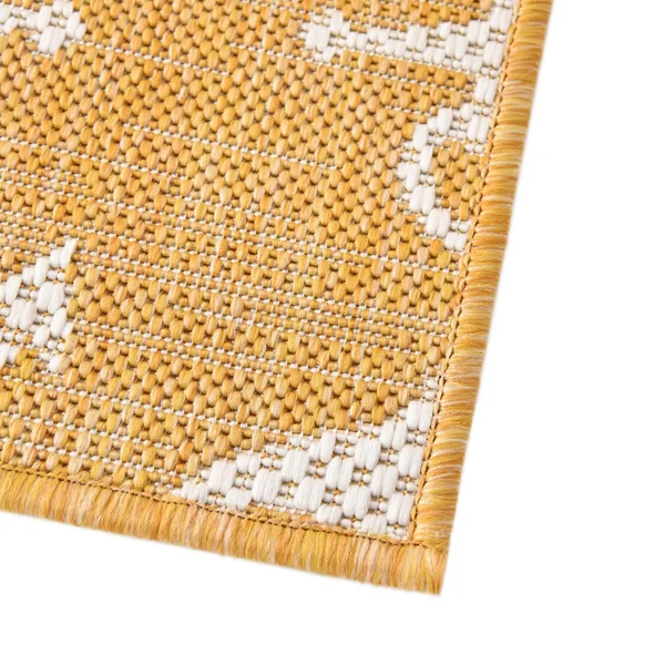 Outdoor Coastal 5 ft Square Yellow Area Rug Indoor Outdoor Rug