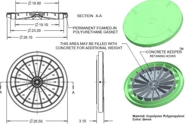 TUF Tite 24x22 x 44x22 Septic Tank Riser Kit - Dome Lid