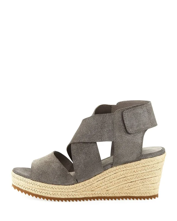 Eileen Fisher Willow 3 (Light Gold Metallic Suede) Women's Wedge Shoes