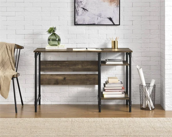 Ameriwood Home Carter Single-Pedestal Desk, Rustic