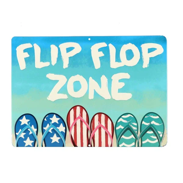 Open Road Brands 90160783-S Flip Flop Zone Embossed Tin Sign