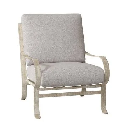 Cascade Patio Dining Armchair Woodard Cushion Color: Poet Birch, Frame Color: Textured Black